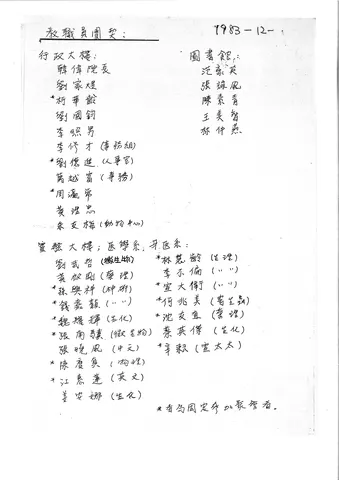 教職員團契名單